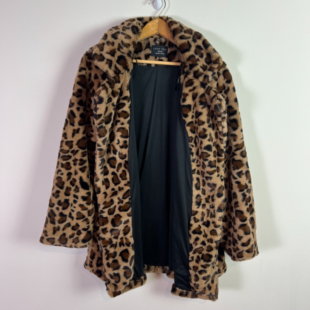 Love Tree Leopard Print Faux Fur Coat
